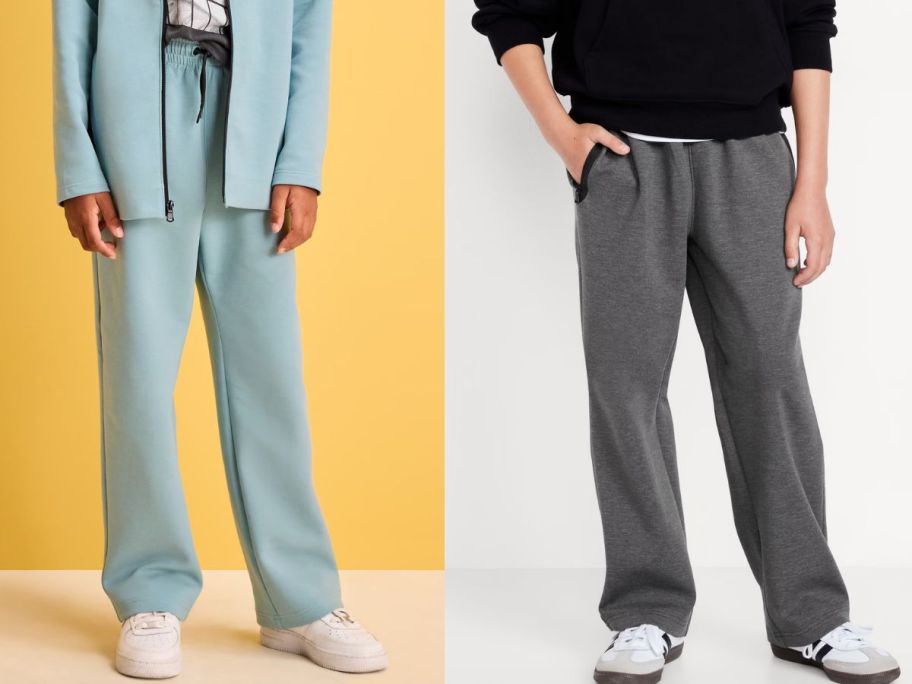 Stock images of two boys wearing Old Navy Boy's Dynamic Fleece Straight-Leg Sweatpants