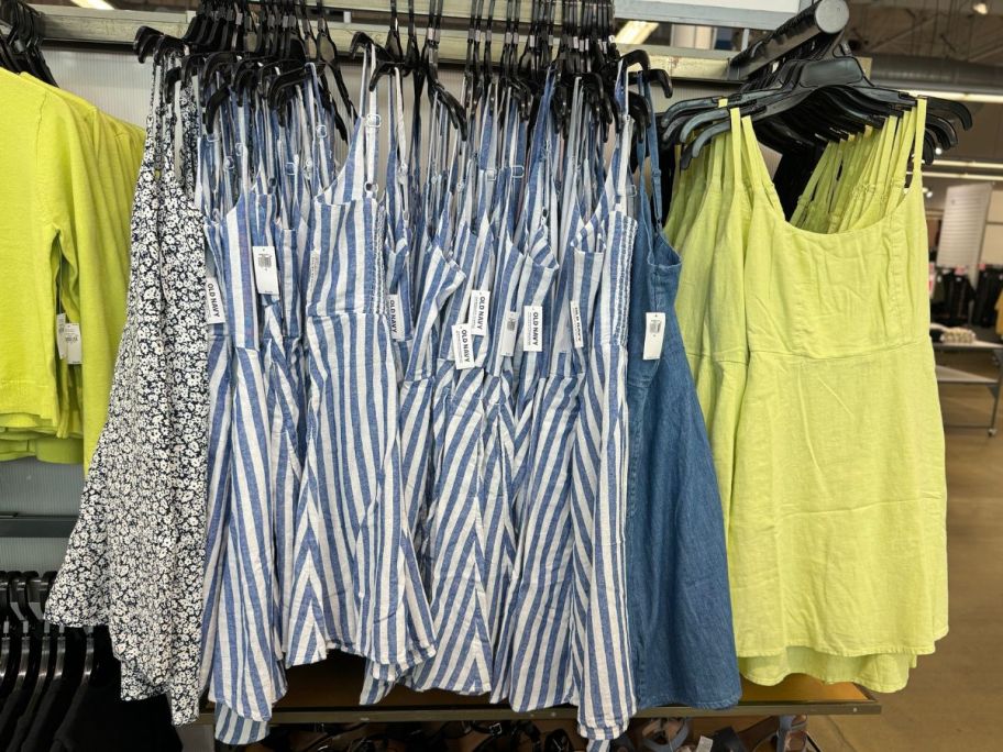 Old Navy Women's Mini Dresses hanging up at the store