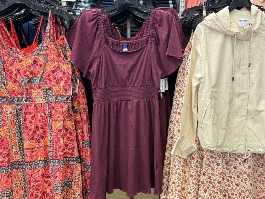 Old Navy Mini Dress hanging on a clothing rack at the store