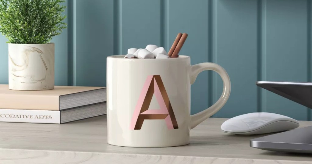 monogrammed mug with the letter A
