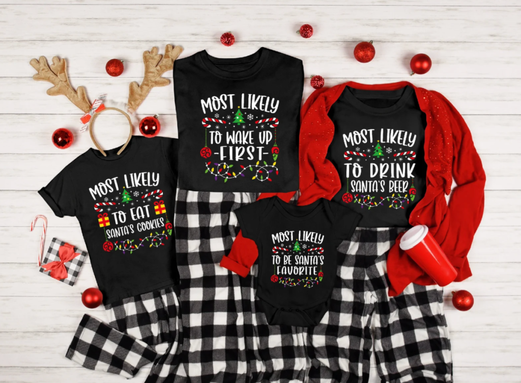 Personalized Christmas Tees available on Etsy made by SamsThreadsCo.