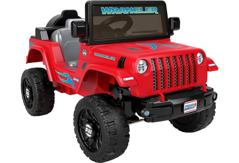 black and red power wheels jeep ride-on