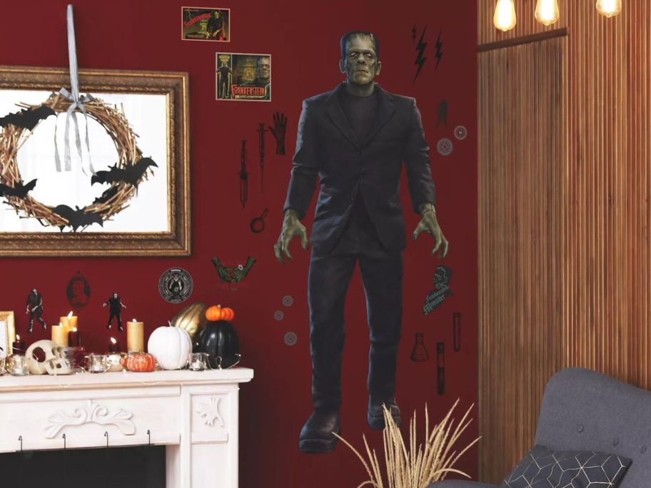 RoomMates Classic Monsters Giant Frankenstein Peel & Stick Wall Decals 30-Piece Set on wall