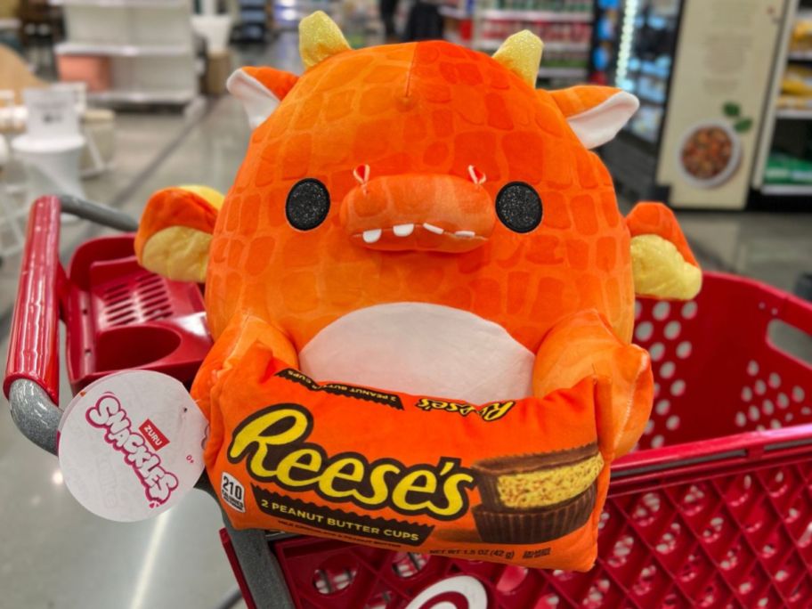 Snackles Reeses Dragon in red target shopping cart