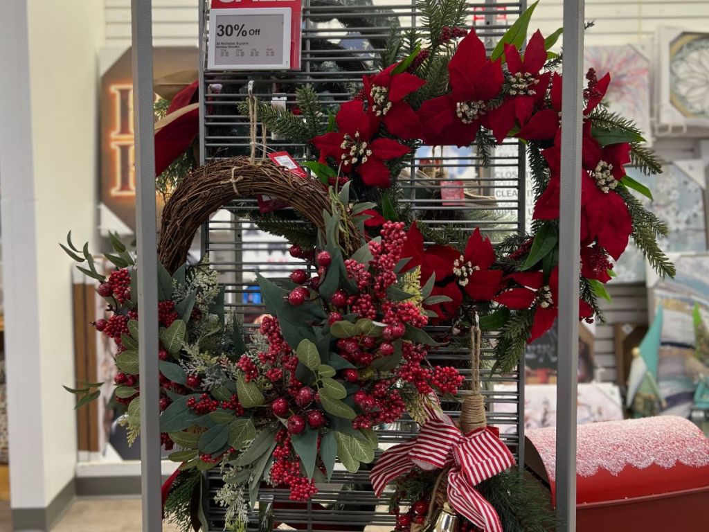 A variety of St. Nicholas Square Eucalyptus & Berry Artificial Christmas Wreaths