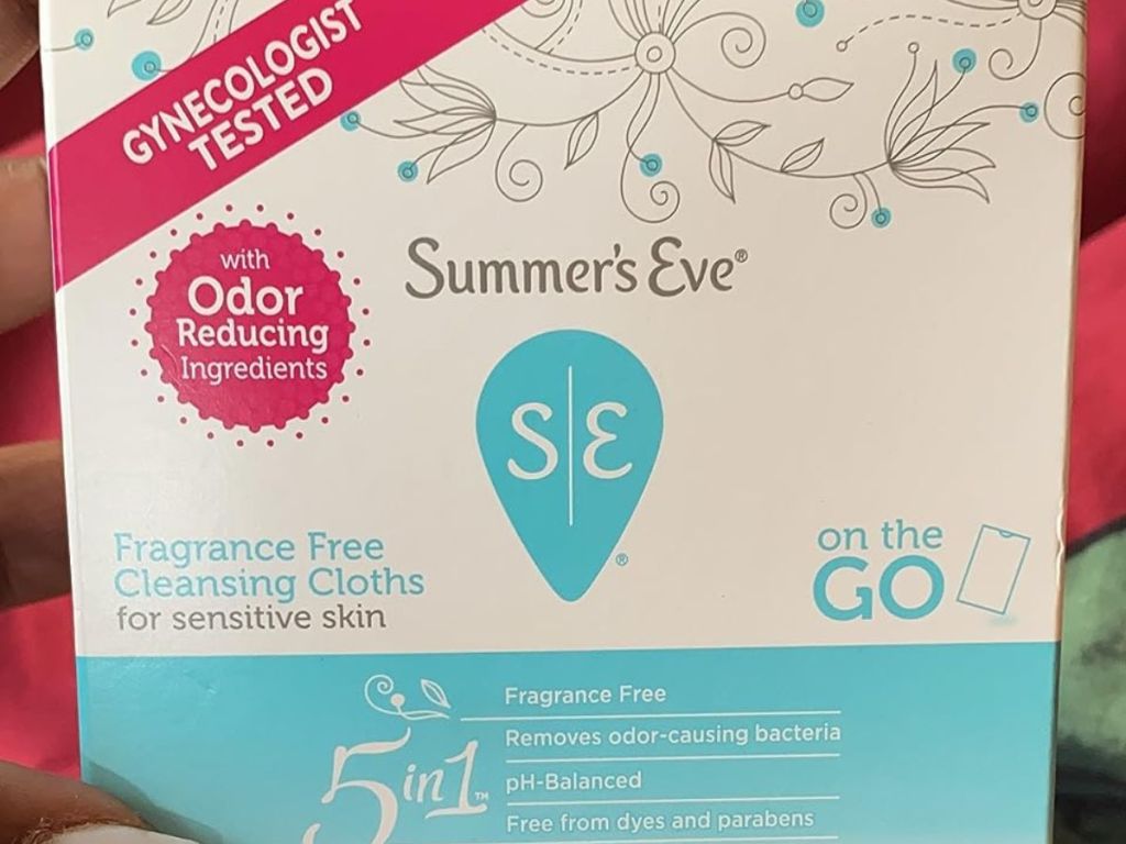 A box of Summer's Eve Fragrance Free Wipes