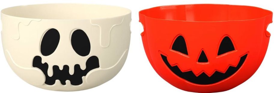 Halloween mummy and pumpkin candy bowls