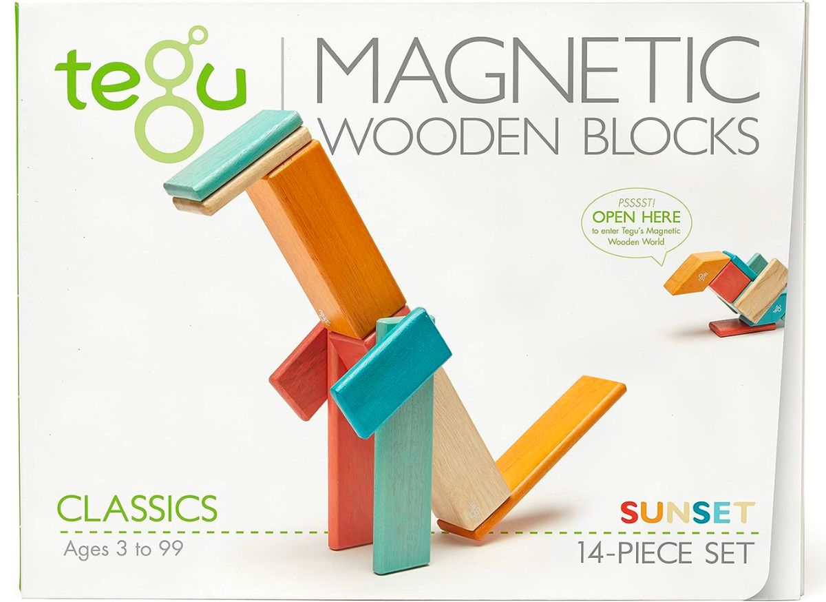 Tegu 14 Piece Magnetic Wooden Block Set, Sunset stock image