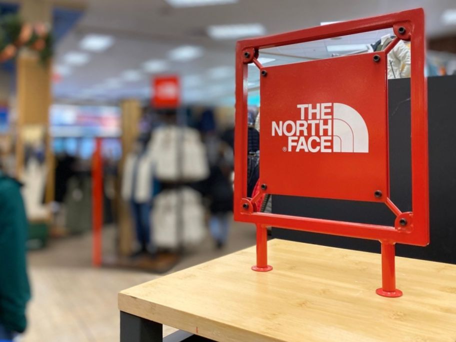The North face Clothing Sign, one of the stores that offers military discounts 