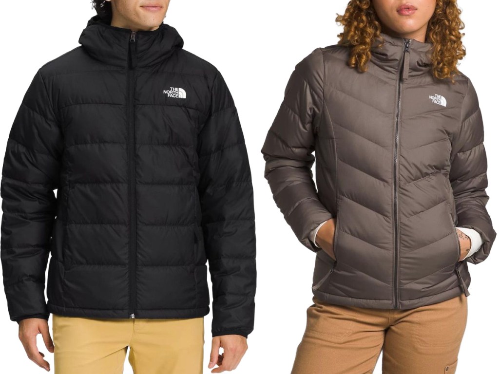 stock images of a man and woman wearing The North Face Roxborough Jackets