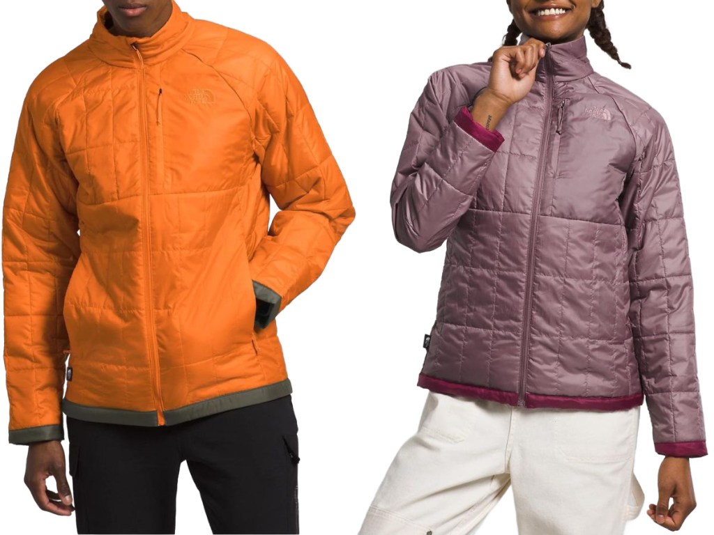 Stock images of a man and a woman wearing The North face jackets