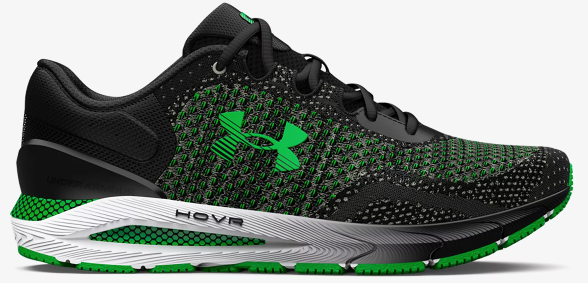 black and green under armour running shoe