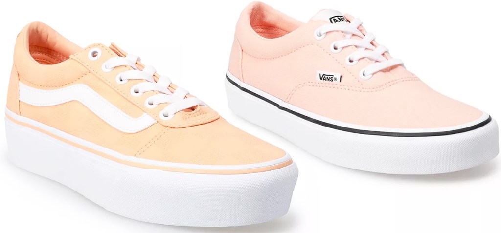 light orange and light pink vans sneakers