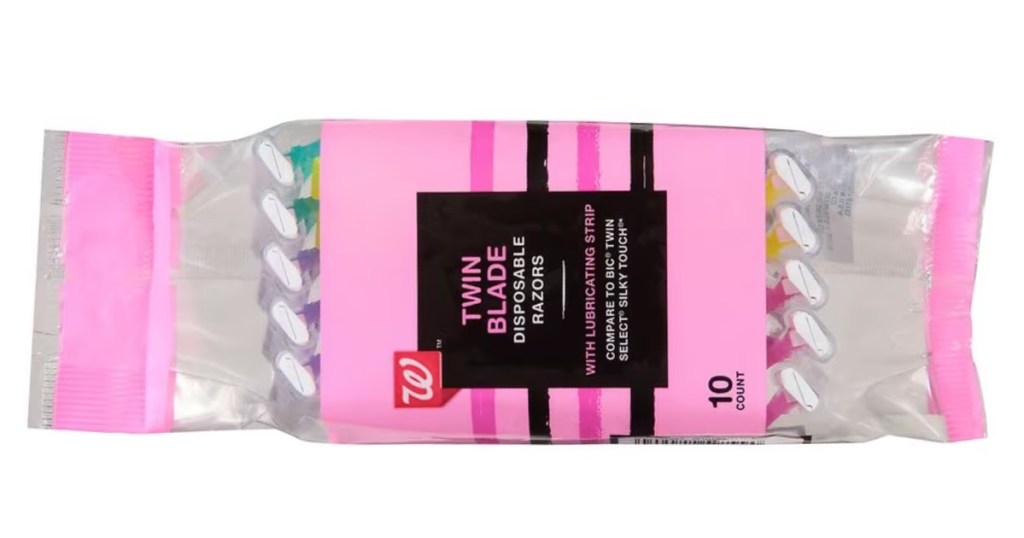 pink bag of disposable razors