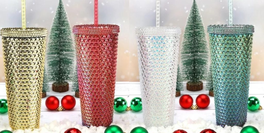 4 Holiday Time Iridescent Tumblers in different colors