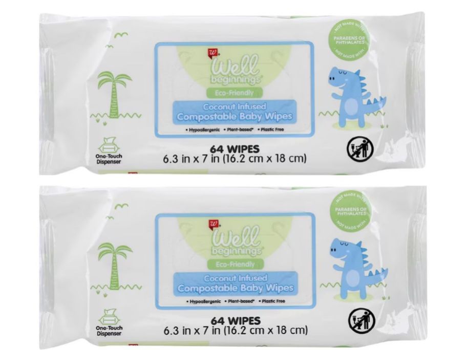 2 packages of Well Beginning Baby Wipes