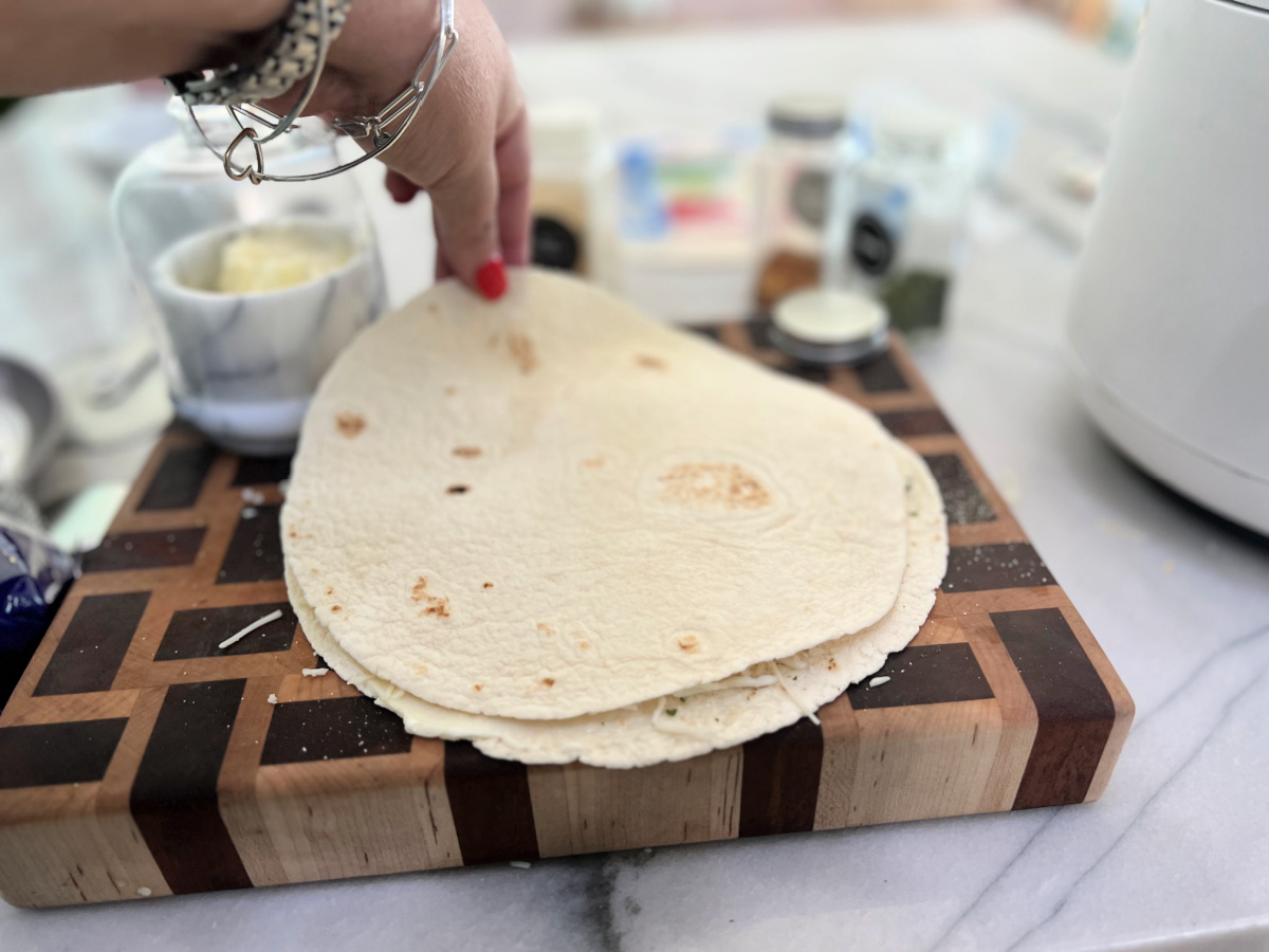 adding a second tortilla on top