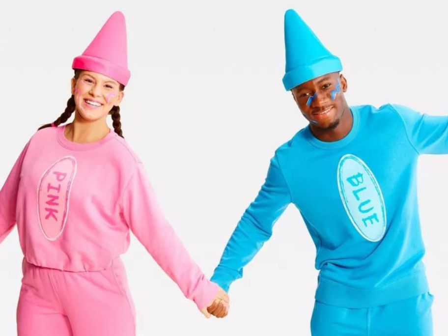 couple wearing crayon costumes