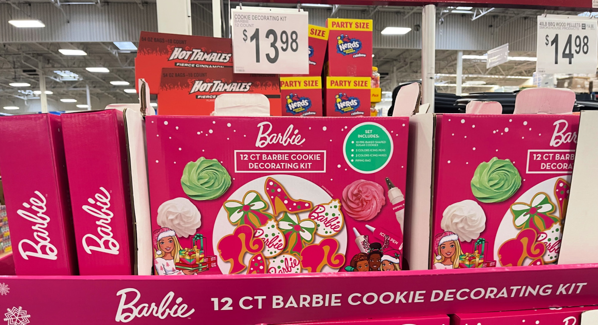 new barbie cookie kits on display at sams club