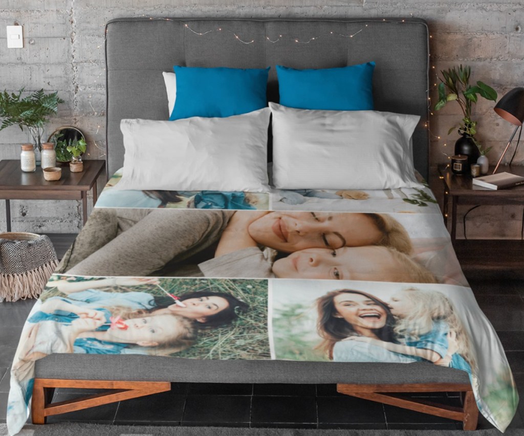 photo blanket on bed