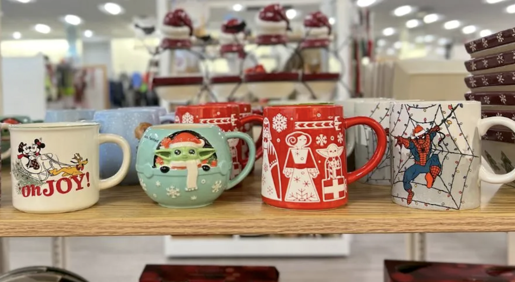 holiday coffee mugs in kohls store