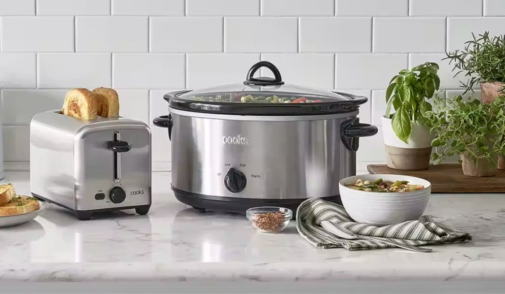 large stainless steel slow cooker