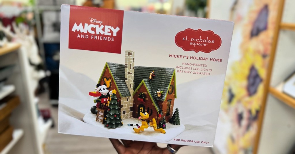 disney christmas village set with Mickey and Pluto