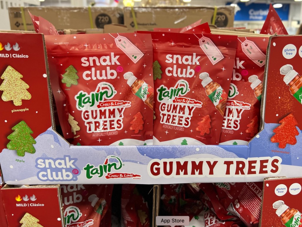 display of snak club tan gummy trees at the store