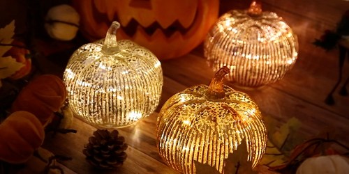 Trendy Glass LED Light-Up Pumpkins from $16.79 on Amazon (Perfect for Halloween & Thanksgiving)