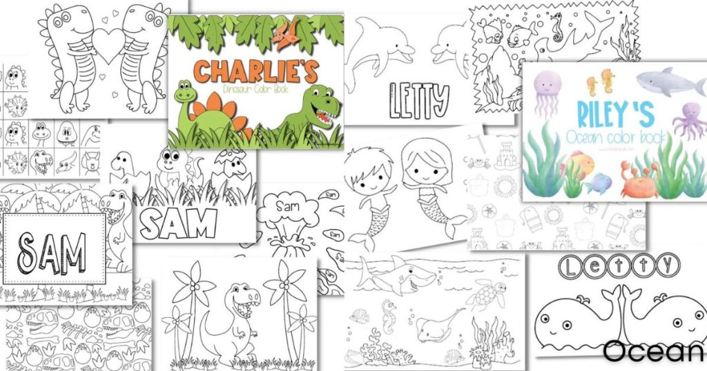 pages of different designs for coloring books