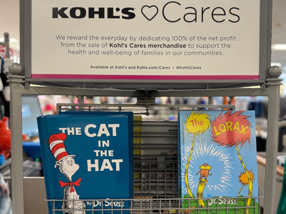 the cat in the hat and lorax book on shelf in kohls store