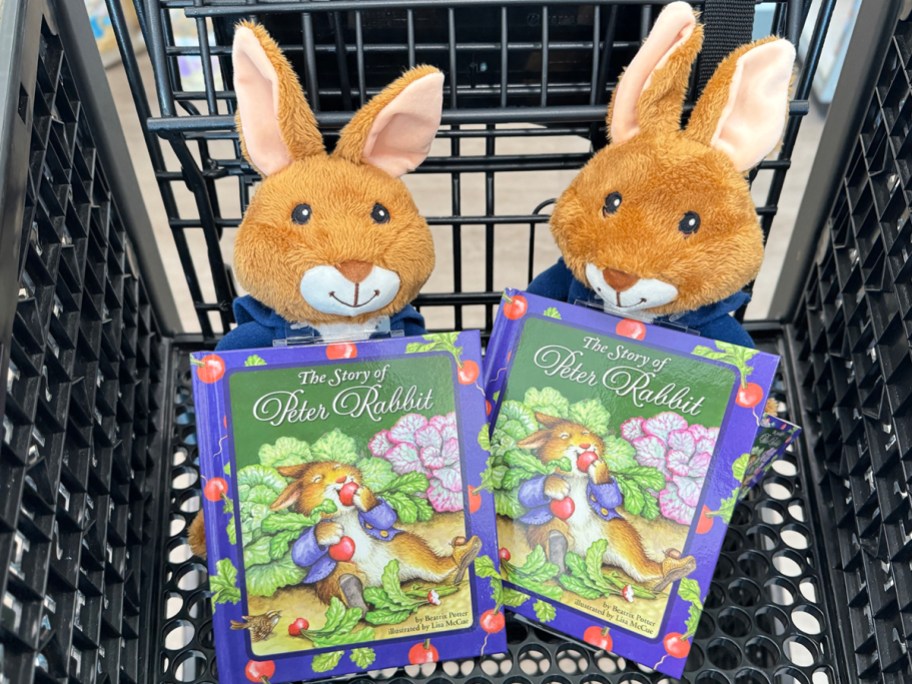 two peter rabbit plush and book bundles in shopping cart