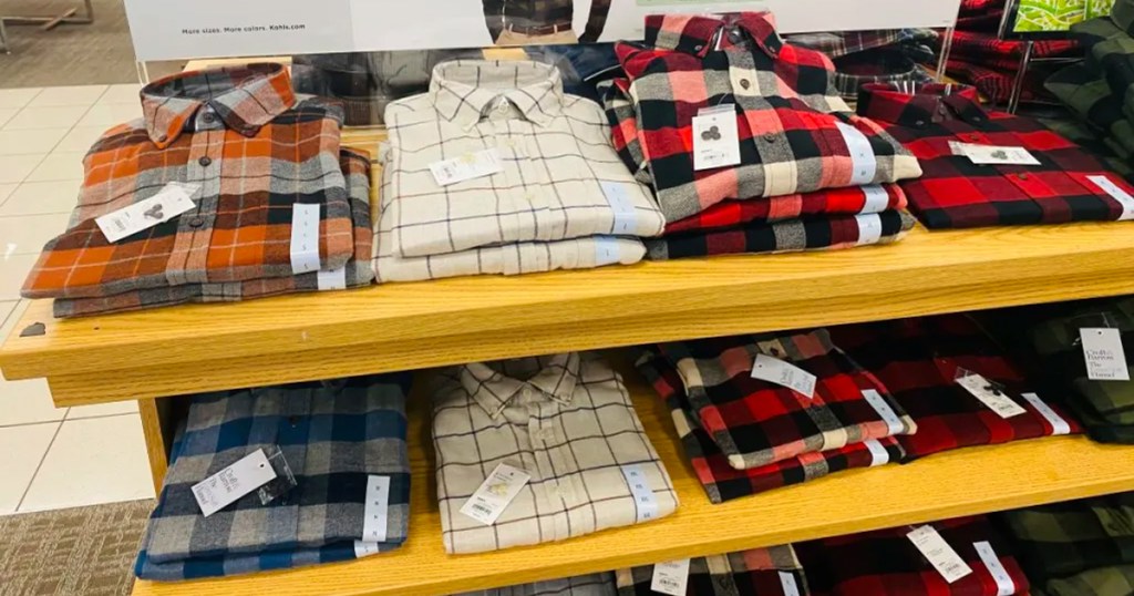 kohl's mens flannels on display 