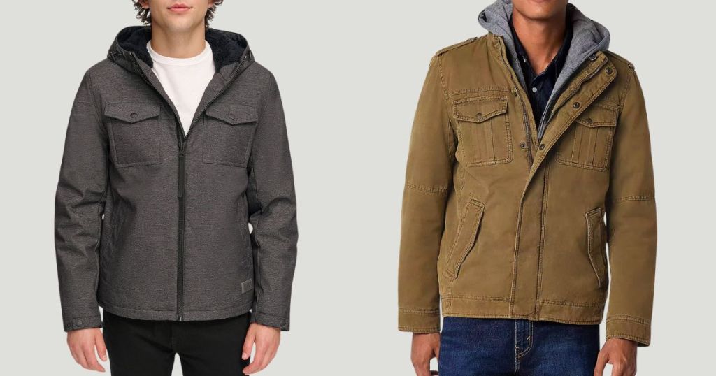 Levi's Mens Hooded Sherpa Lined Water Resistant Midweight Softshell Jacket and Levi's Mens Hooded Sherpa Lined Removable Hood Midweight Field Jacket