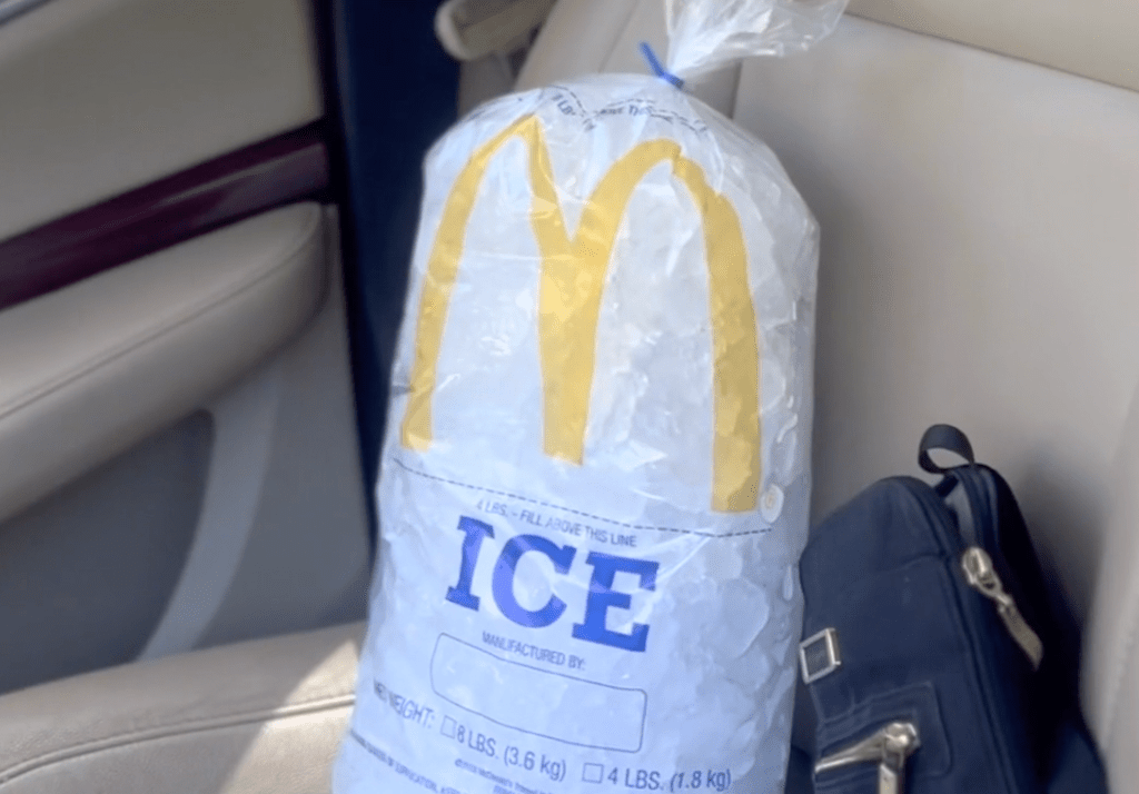 McDonald's ice in car
