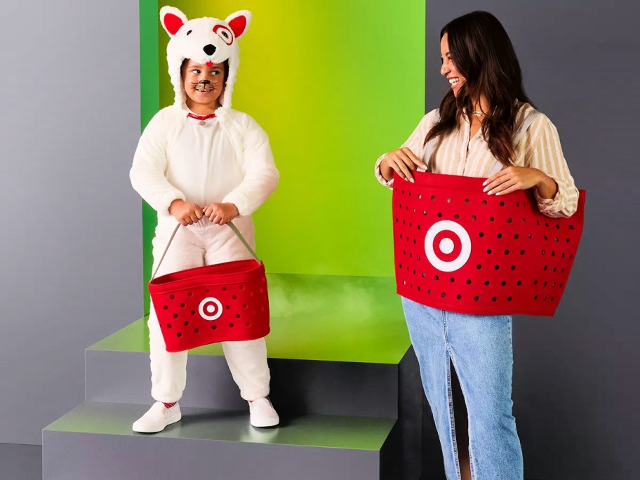 woman and child wearing target halloween costumes