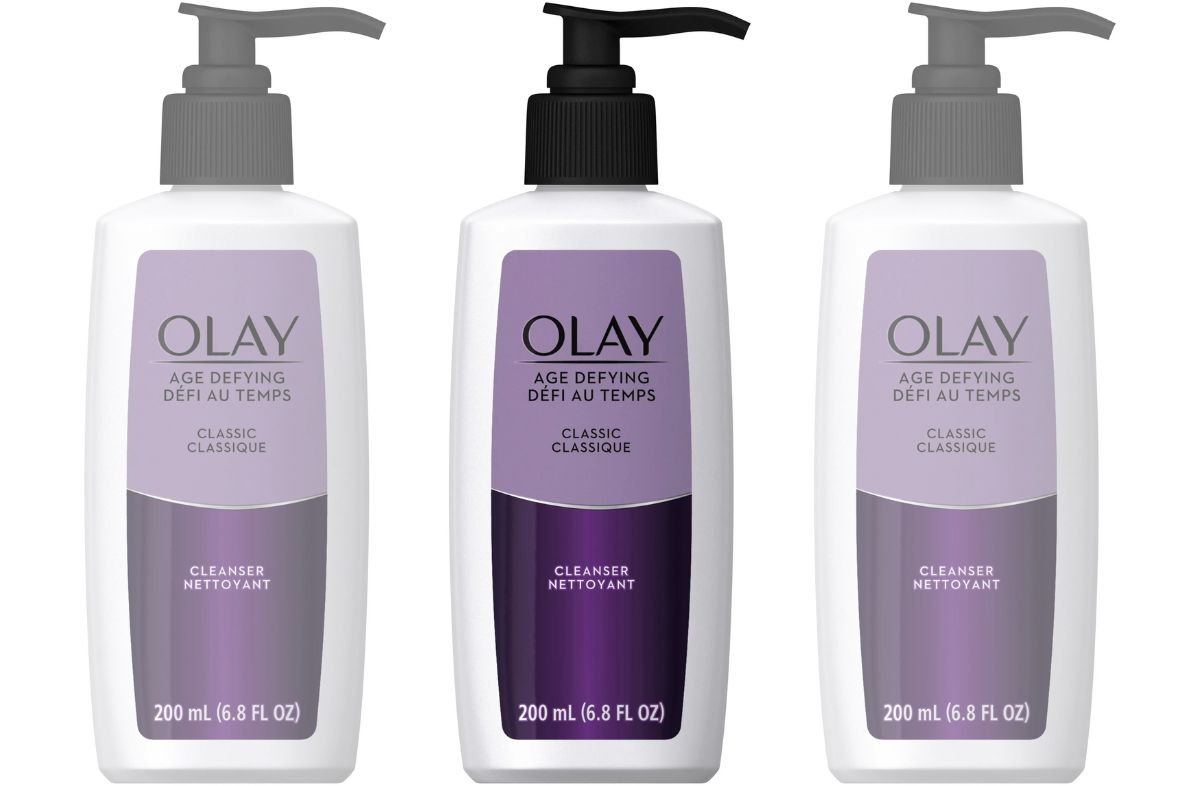 olay age defying facial cleanser stock image