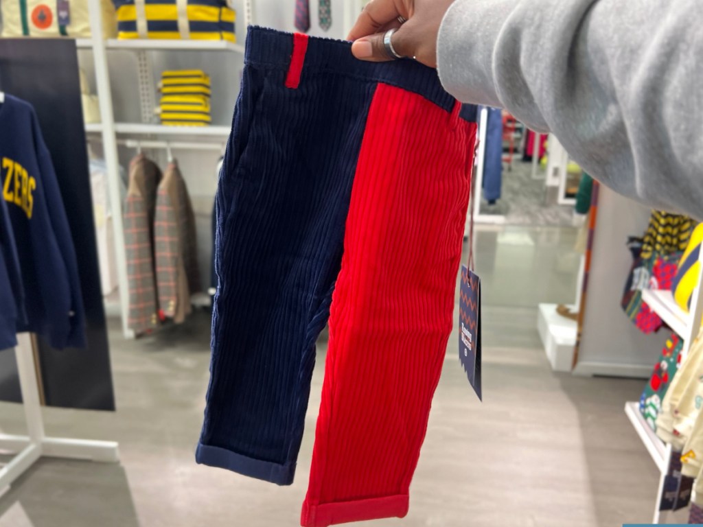 red and navy Rowing Blazers x Target baby color block pants