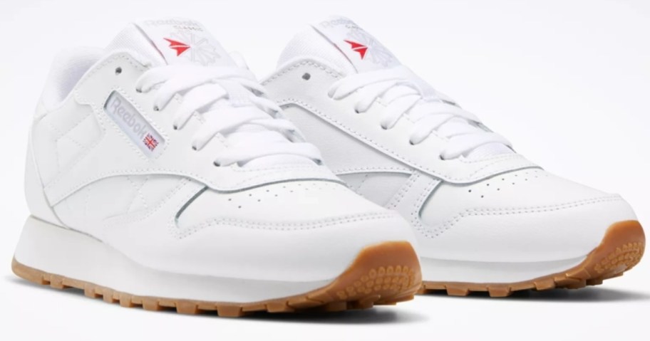 white Reebok classic leather kids shoes