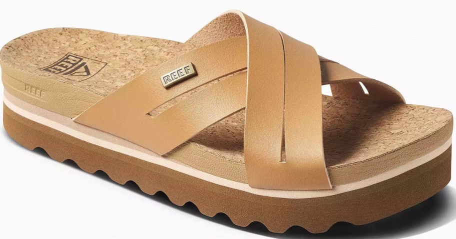 tan criss cross sandal stock image