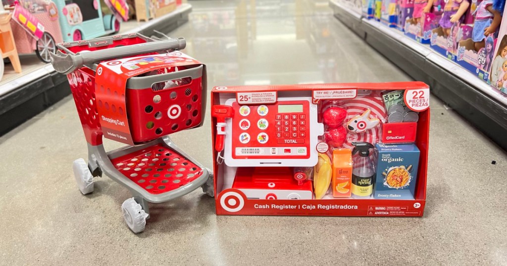 target cash register and shopping cart in store