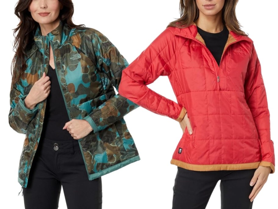 women wearing different color The North Face jackets