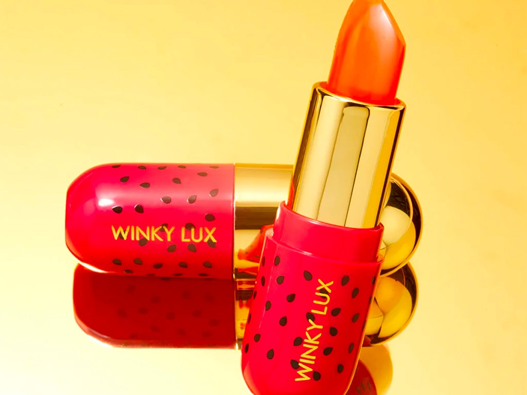 winky lux watermelon one open and one closed