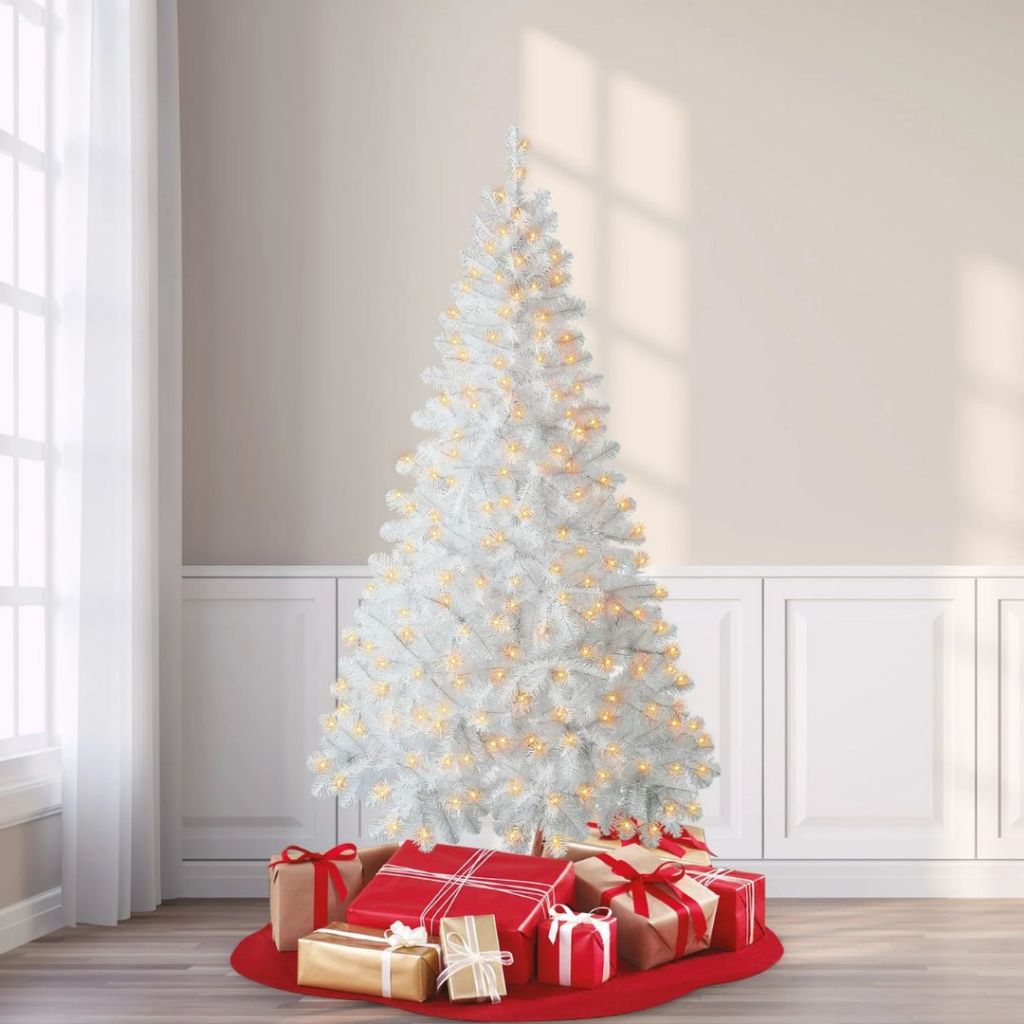 50% Off Walmart Christmas Trees | 6.5' Pre-Lit Flocked Tree Only $39 ...