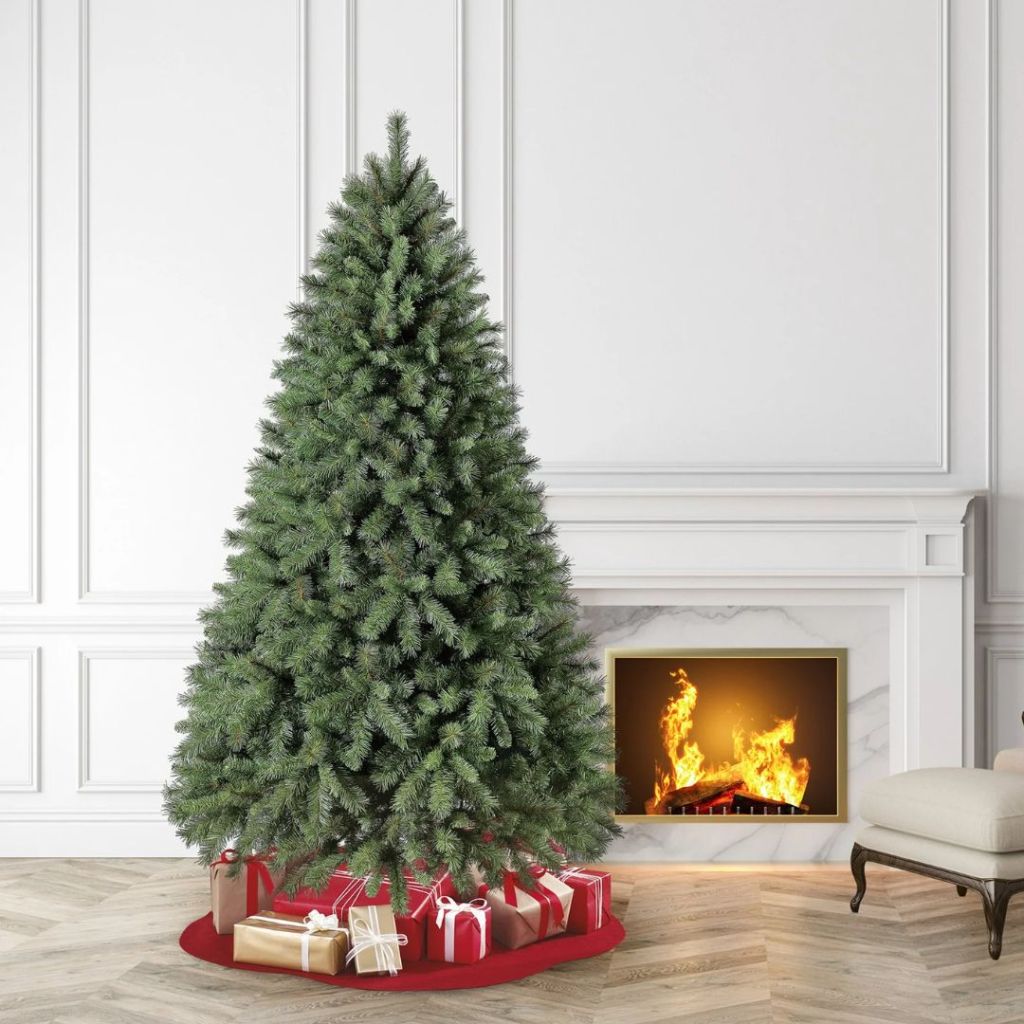 7 foot unlit Christmas tree in living room