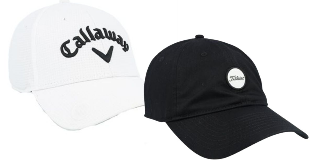 Callaway Stitch Magnet Logo Headwear Cap and Titleist Montauk Lightweight Black / White Headwear Cap