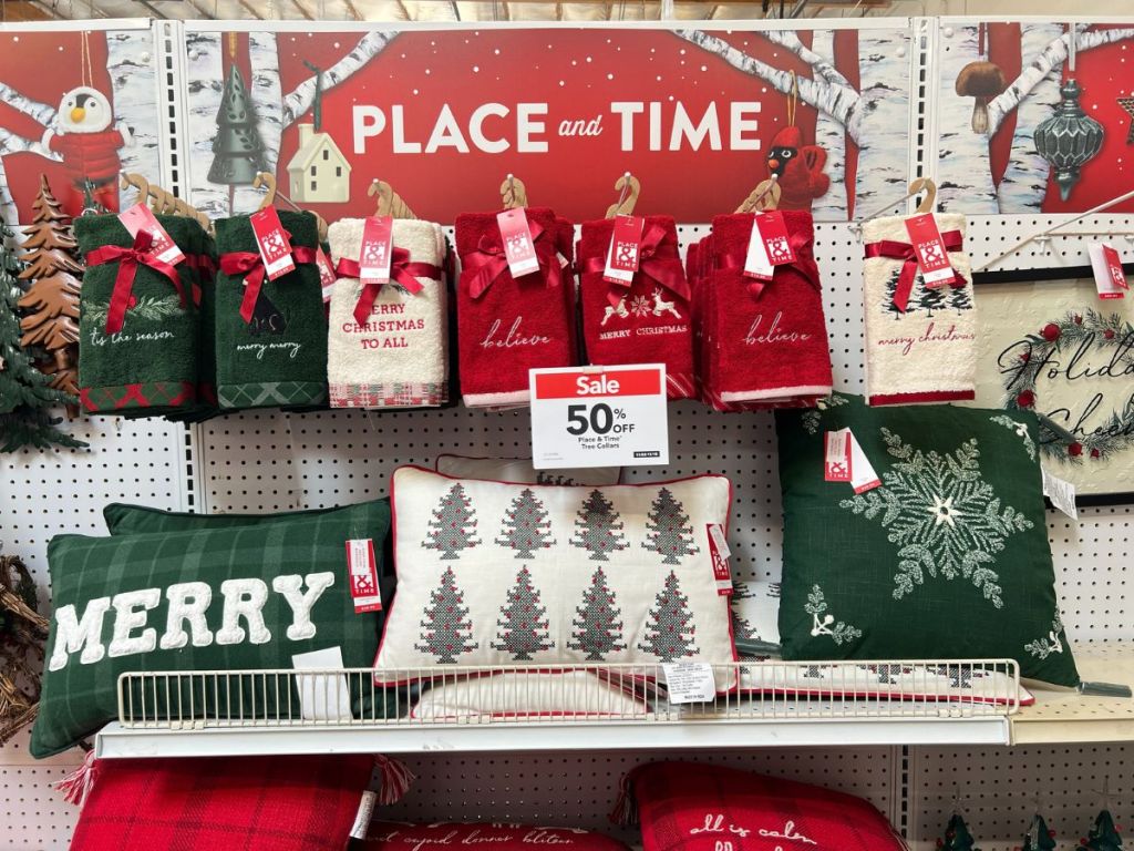 Christmas Towels and Pillows at Joanns