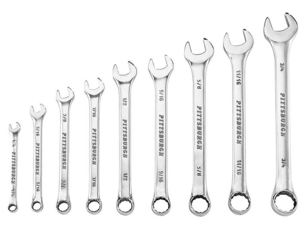 Pittsburgh Fully Polished SAE Combination Wrench Set, 9 Piece 