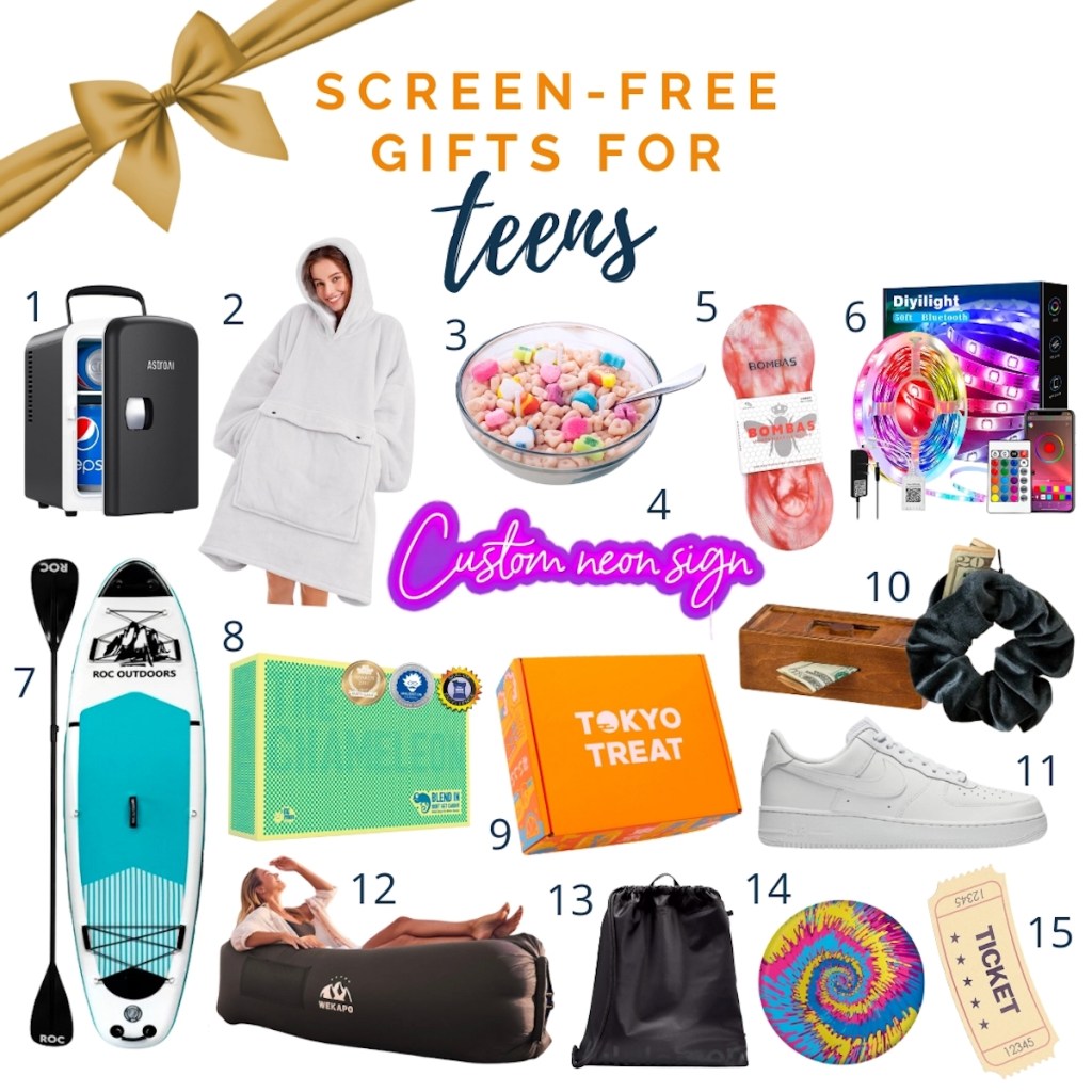 screen free gifts for teens collage graphic