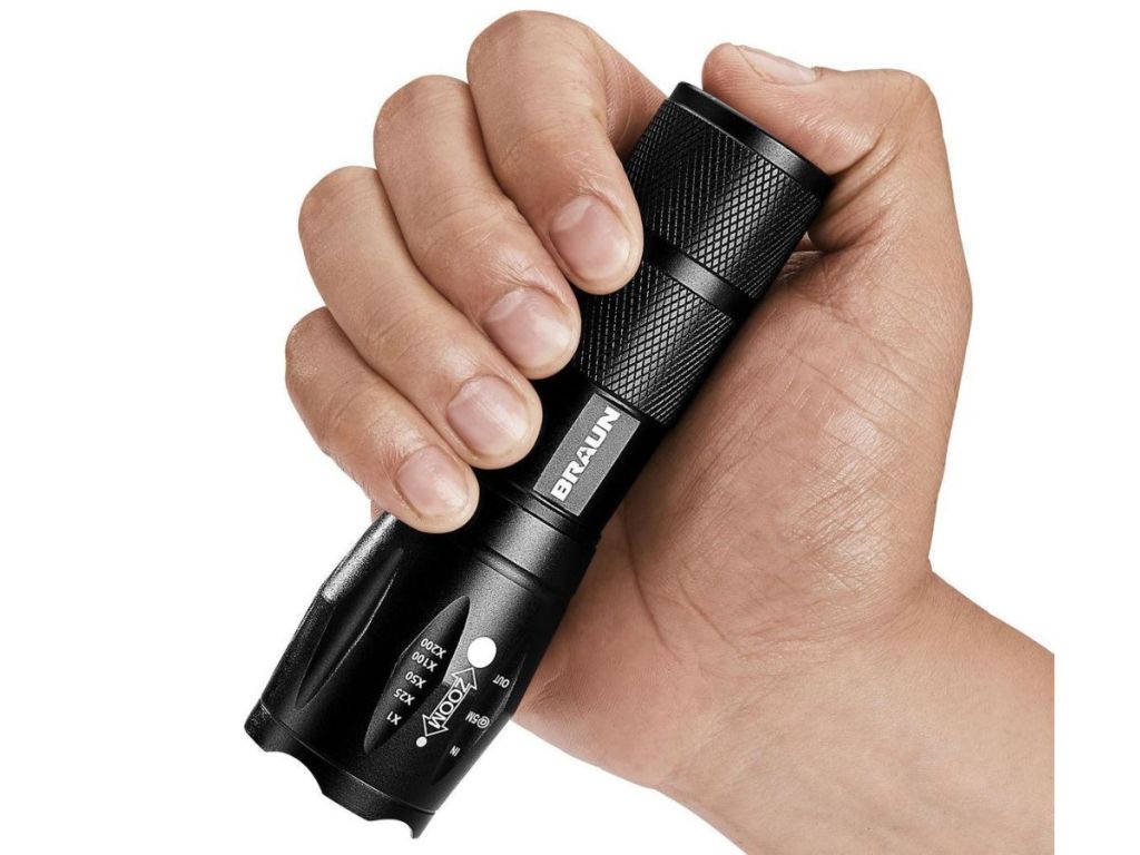 Braun 590 Lumen Tactical LED Flashlight, Black 